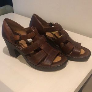 Born Brown Leather Heeled Sandals